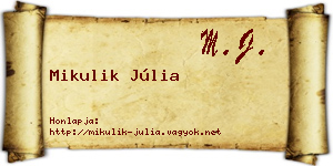 Mikulik Júlia névjegykártya